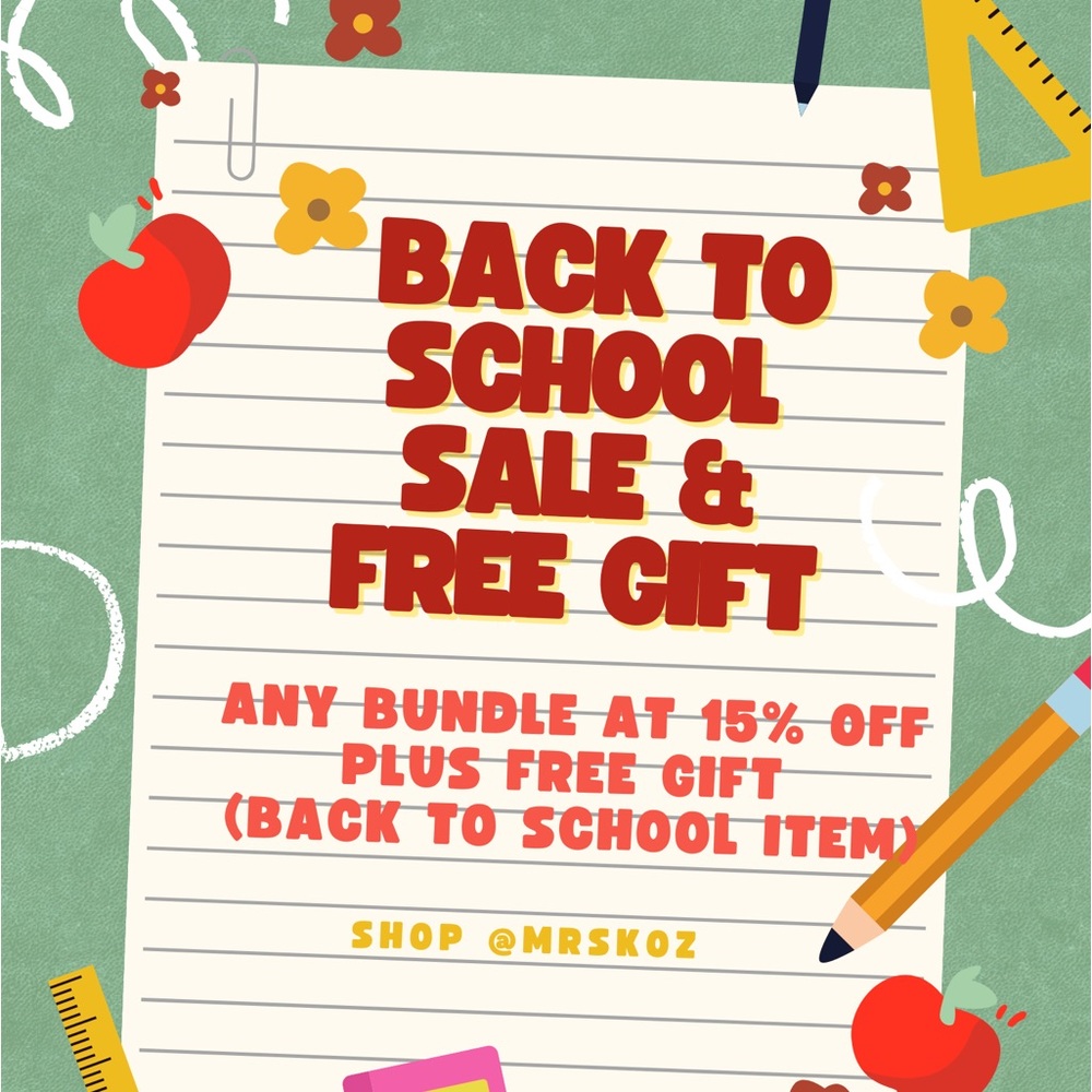 Back to School Sale all bundles 15% off with free back to school supply! - Picture 1 of 2